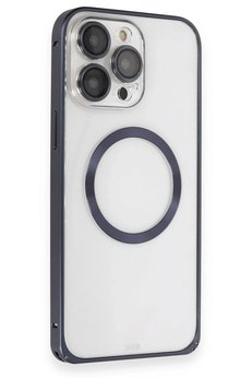 CepteToptan iPhone 15 Pro Max Kılıf Metal Bumper Magneticsafe Kapak - Lacivert - DROPX3554-1860