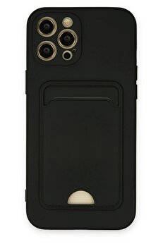 CepteToptan iPhone 12 Pro Max Kılıf Kelvin Kartvizitli Silikon - Siyah - DROPX1721-6199