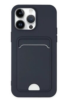 CepteToptan iPhone 14 Pro Kılıf Kelvin Kartvizitli Silikon - Lacivert - DROPX7543-2646