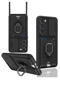 CepteToptan Samsung Galaxy S24 Plus Kılıf Zuma Kartvizitli Yüzüklü Silikon - Siyah - DROPX3068-8382