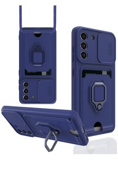 CepteToptan Samsung Galaxy S21 FE Kılıf Zuma Kartvizitli Yüzüklü Silikon - Lacivert - DROPX8422-7547
