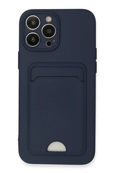 CepteToptan iPhone 13 Pro Max Kılıf Kelvin Kartvizitli Silikon - Lacivert - DROPX8765-7555