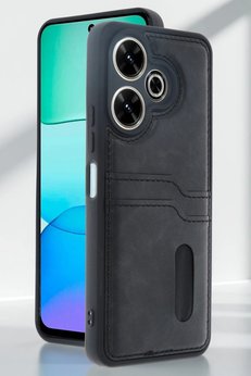 CepteToptan Xiaomi Redmi 13 4G Kılıf Sara Kartvizitli Deri Kılıf - Kırmızı - DROPX6134-9816