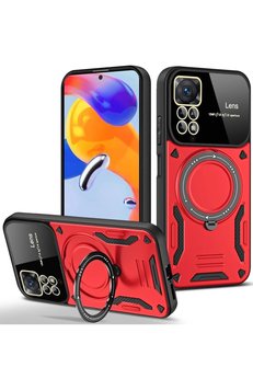 CepteToptan Xiaomi Redmi Note 11 Pro Kılıf Joy Lens Standlı Kapak - Kırmızı - DROPX6301-1744