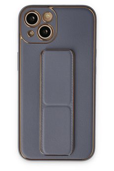 CepteToptan iPhone 14 Plus Kılıf Coco Deri Standlı Kapak - Gri - DROPX4490-9602