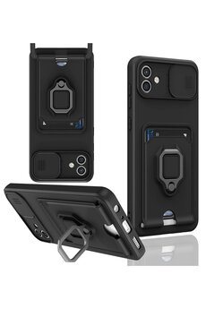 CepteToptan Samsung Galaxy A06 Kılıf Zuma Kartvizitli Yüzüklü Silikon - Siyah - DROPX2323-8397