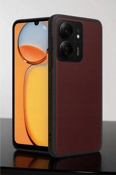 CepteToptan Xiaomi Redmi 13C Kılıf Aras Deri Kapak - Bordo - DROPX7348-1970