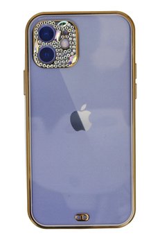 CepteToptan iPhone 12 Kılıf Liva Taşlı Silikon - Mor - DROPX8108-8604