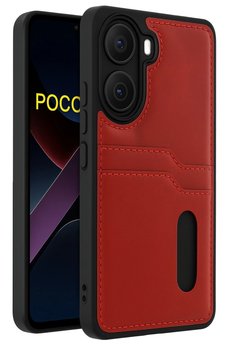 CepteToptan Xiaomi Poco X7 Pro Kılıf Sara Kartvizitli Deri Kılıf - Kırmızı - DROPX2597-1458