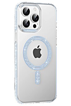 CepteToptan Apple iPhone 15 Pro Move Taşlı Magsafe Kapak - Mavi - DROPX2296-8518