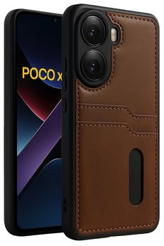 CepteToptan Xiaomi Poco X7 Pro Kılıf Sara Kartvizitli Deri Kılıf - Taba - DROPX5526-4337