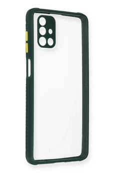 CepteToptan Samsung Galaxy M51 Kılıf Miami Şeffaf Silikon - Koyu Yeşil - DROPX8120-9813