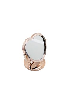 Go İthalat Kalp Model 7 İnç= Çap17.5Cm Makyaj Aynası Çi̇ft Taraflı Bronz - Gümüş Pls.çerçeve
