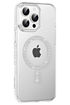 CepteToptan Apple iPhone 14 Pro Max Move Taşlı Magsafe Kapak - Natural Grey - DROPX6685-1739
