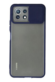 CepteToptan Xiaomi Mİ 11 Lite Kılıf Palm Buzlu Kamera Sürgülü Silikon - Lacivert - DROPX6384-7797