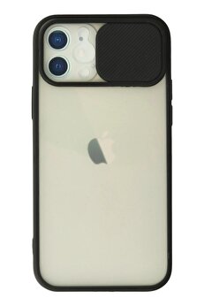 CepteToptan iPhone 12 Kılıf Palm Buzlu Kamera Sürgülü Silikon - Siyah - DROPX7729-4671