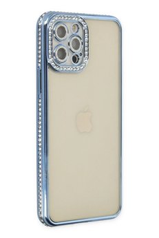 CepteToptan iPhone 12 Pro Kılıf Joke Taşlı Silikon - Mavi - DROPX8141-4112