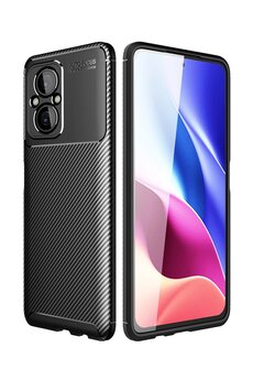 CepteToptan Xiaomi Poco M5 Kılıf Auto Focus Karbon Kapak - Siyah - DROPX8635-6237