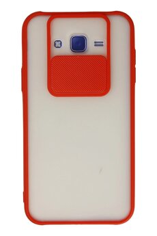 CepteToptan Samsung Galaxy J7 Kılıf Palm Buzlu Kamera Sürgülü Silikon - Kırmızı - DROPX6786-4231
