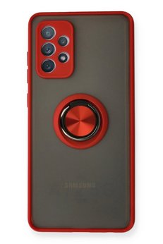 CepteToptan Samsung Galaxy A72 Kılıf Montreal Yüzüklü Silikon Kapak - Kırmızı - DROPX5190-5451