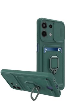 CepteToptan Xiaomi Redmi Note 13 4G Kılıf Zuma Kartvizitli Yüzüklü Silikon - Yeşil - DROPX9603-5275