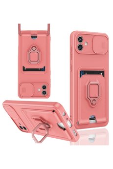CepteToptan Samsung Galaxy A06 Kılıf Zuma Kartvizitli Yüzüklü Silikon - Pembe - DROPX6993-6737