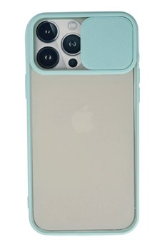 CepteToptan iPhone 13 Pro Max Kılıf Palm Buzlu Kamera Sürgülü Silikon - Turkuaz - DROPX1019-6830
