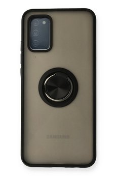 CepteToptan Samsung Galaxy A02S Kılıf Montreal Yüzüklü Silikon Kapak - Siyah - DROPX8743-2171