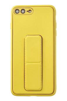 CepteToptan iPhone 7 Plus Kılıf Coco Deri Standlı Kapak - Sarı - DROPX5990-9872