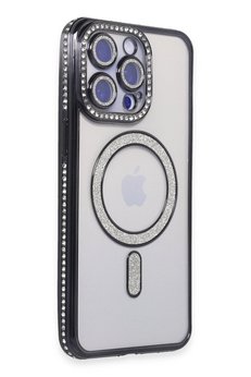 CepteToptan iPhone 15 Pro Kılıf Joke Simli Magneticsafe Kılıf - Siyah - DROPX8479-8444