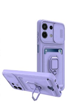 CepteToptan Xiaomi Redmi Note 13 4G Kılıf Zuma Kartvizitli Yüzüklü Silikon - Lila - DROPX6238-1992