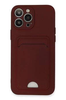CepteToptan iPhone 13 Pro Max Kılıf Kelvin Kartvizitli Silikon - Bordo - DROPX2139-7697