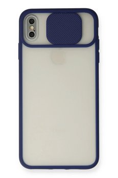 CepteToptan iPhone X Kılıf Palm Buzlu Kamera Sürgülü Silikon - Lacivert - DROPX7023-2978