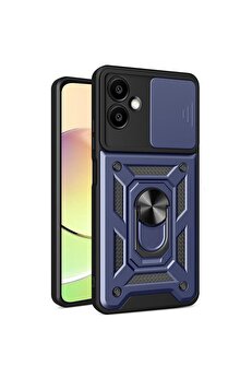 CepteToptan Samsung Galaxy A06 Kılıf Pars Lens Yüzüklü Silikon - Lacivert - DROPX8609-7508