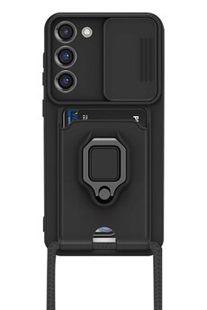 CepteToptan Samsung Galaxy S23 Plus Kılıf Zuma Kartvizitli Yüzüklü Silikon - Siyah - DROPX1875-9475