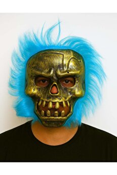 Ethab Ti̇caret Wi̇ld Skull - Bakır Kafatası Turkuaz Saçlı İskelet Maske