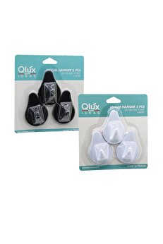 Go İthalat 3Pcs Lılyum Askı Si̇yah - Beyaz Plasti̇k Yapışkanlı Montaj (4457)