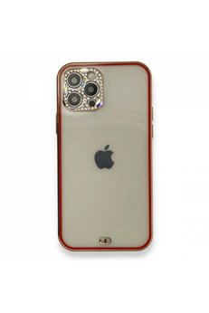 CepteToptan iPhone 12 Pro Kılıf Liva Taşlı Silikon - Kırmızı - DROPX1875-1286