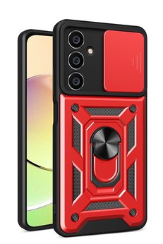 CepteToptan Samsung Galaxy A15 4G Kılıf Pars Lens Yüzüklü Silikon - Kırmızı - DROPX3386-3303
