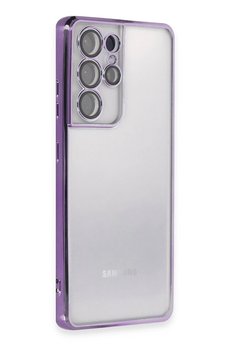CepteToptan Samsung Galaxy S21 Ultra Kılıf Lensli Silikon - Mor - DROPX2931-5805
