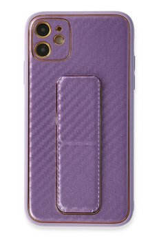 CepteToptan iPhone 12 Kılıf Coco Karbon Standlı Kapak - Mor - DROPX5096-5709