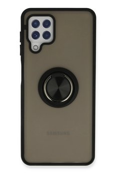 CepteToptan Samsung Galaxy A22 Kılıf Montreal Yüzüklü Silikon Kapak - Siyah - DROPX2202-8127