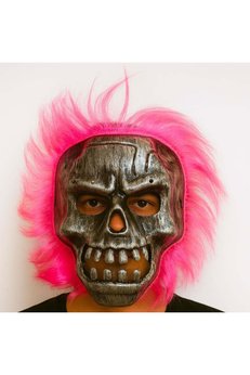 Evimdeyokyok Wild Skull - Gümüş Kafatası Pembe Saçlı İskelet Maske