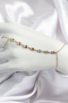 Evimdeyokyok Pirinç Renkli Kare Zirkon Taşlı Y Model Gold Renk Kadın Şahmeran Tj-Sn682