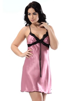 shopwave Gül Kurusu Saten Gecelik - M-367
