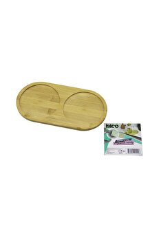 Go İthalat 2 Bölmeli̇ Oval Ahşap Bambu Yağdanlık Altlık Mi̇ni̇ Tepsi̇ 12 X 23.4 X 0.8Cm (4457)