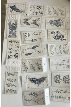 Airbrush Tattoo Toptan 50 Adet 1 Ay Kalıcı Geçici Dövme Paketi 11X8 Cm