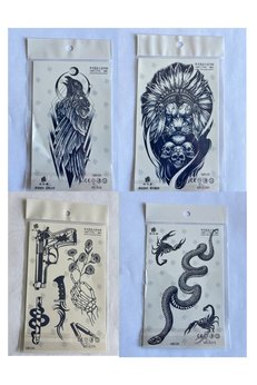 Airbrush Tattoo Karga Yılan 4 Adet Birden 3 Hafta Kalıcı Geçici Yapıştırma Dövme 18X11 Cm