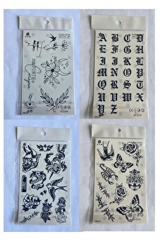 Ai̇rbrush Tattoo Harfler 4 Adet Bi̇rden 3 Hafta Kalıcı Geçi̇ci̇ Yapıştırma Dövme 18X11 Cm