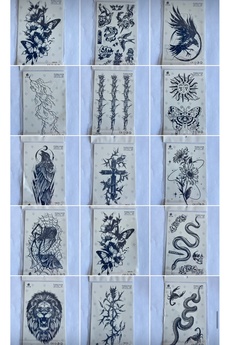 Ai̇rbrush Tattoo Toptan 1 Ay Kalıcı Geçi̇ci̇ Dövme Paketi̇ 50 Adet 18X11 Orta Boy